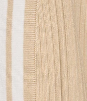 Leo & Nicole Ribbed Knit 3/4 Sleeve Contrast Trim Open-Front Cardigan