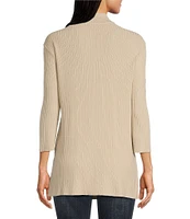 Leo & Nicole Ribbed Knit 3/4 Sleeve Open Front V-Neckline Cardigan