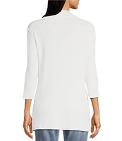 Leo & Nicole Ribbed Knit 3/4 Sleeve Open Front V-Neckline Cardigan