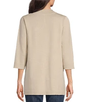 Leo & Nicole Ribbed Knit 3/4 Sleeve Open-Front Cardigan