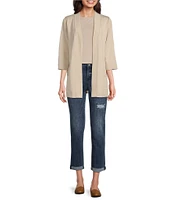 Leo & Nicole Ribbed Knit 3/4 Sleeve Open-Front Cardigan