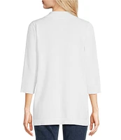 Leo & Nicole Ribbed Knit 3/4 Sleeve Open-Front Cardigan
