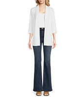 Leo & Nicole Ribbed Knit 3/4 Sleeve Open-Front Cardigan