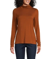 Leo & Nicole Ruched Mock Neck Long Sleeve Knit Top