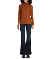 Leo & Nicole Ruched Mock Neck Long Sleeve Knit Top