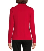 Leo & Nicole Ruched Mock Neck Long Sleeve Knit Top