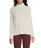 Leo & Nicole Ruched Mock Neck Long Sleeve Knit Top