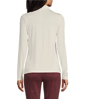 Leo & Nicole Ruched Mock Neck Long Sleeve Knit Top