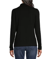 Leo & Nicole Ruched Mock Neck Long Sleeve Knit Top