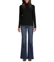 Leo & Nicole Ruched Mock Neck Long Sleeve Knit Top