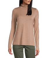 Leo & Nicole Ruched Mock Neck Long Sleeve Knit Top