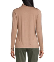 Leo & Nicole Ruched Mock Neck Long Sleeve Knit Top