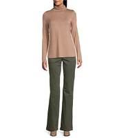 Leo & Nicole Ruched Mock Neck Long Sleeve Knit Top