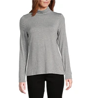 Leo & Nicole Ruched Mock Neck Long Sleeve Knit Top