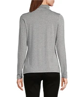 Leo & Nicole Ruched Mock Neck Long Sleeve Knit Top