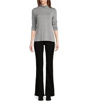 Leo & Nicole Ruched Mock Neck Long Sleeve Knit Top