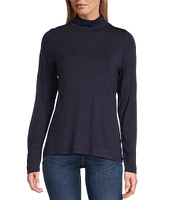 Leo & Nicole Ruched Mock Neck Long Sleeve Knit Top