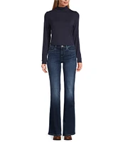 Leo & Nicole Ruched Mock Neck Long Sleeve Knit Top