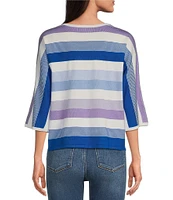 Leo & Nicole Stripe Crew Neck 3/4 Dolman Sleeve Sweater