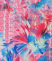 Leo & Nicole Textured Painterly Wow Print Boat Neck 3/4 Sleeve Top