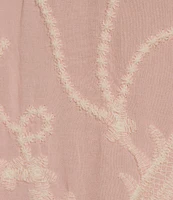 Leo & Nicole Woven Allover Embroidered Scoop Neck 3/4 Sleeve Lace Yoke Top