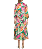 Leslie Fay 3/4 Sleeve Floral Print Shirt Dress