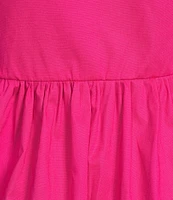 Leslie Fay 3/4 Sleeve Split V-Neck Cotton Poplin Dress