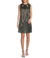 Leslie Fay Cutout Crew Neck Sleeveless Sequin Dress