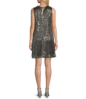 Leslie Fay Cutout Crew Neck Sleeveless Sequin Dress