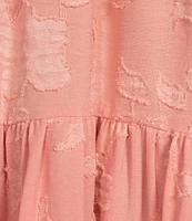 Leslie Fay Ruffle Neck 3/4 Sleeve Jacquard A-Line Dress