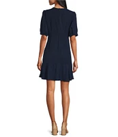 Leslie Fay Short Sleeve Keyhole Neck Fit and Flare Dress