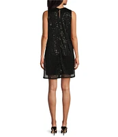 Leslie Fay Sleeveless Double Keyhole Neck Shift Dress