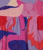 Leslie Fay Split V-Neck 3/4 Bell Sleeve Printed Dress
