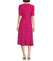Leslie Fay V-Neck Empire Waist Midi Dress