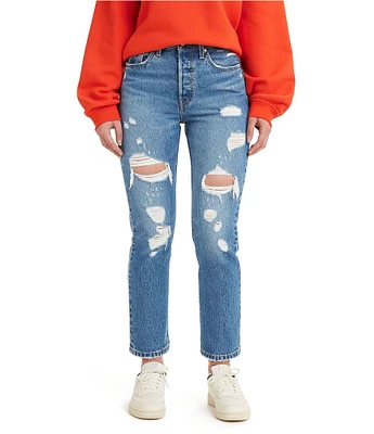 Levi's® 501 High Rise Distressed Cropped Straight Skinny Jeans