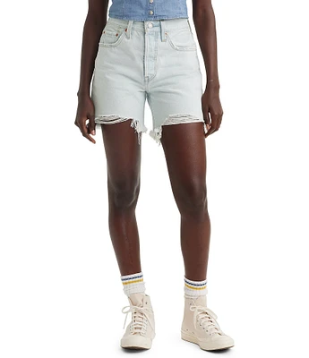 Levi's® 501® Original High Rise Mid Thigh Distressed Denim Shorts