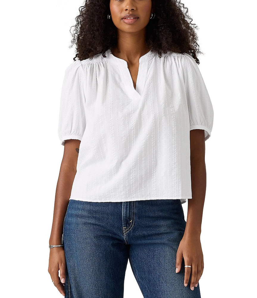 Levi's® Amelie Vertical Line Poplin Short Sleeves Blouse