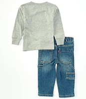 Levi's® Baby Boys 12-24 Months Long Sleeve Cowboy Character Graphic Jersey T-Shirt & Denim Jeans Set