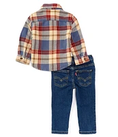 Levi's® Baby Boys 12-24 Months Long Sleeve Herringbone-Weave Flannel Shirt and Tapered Denim Jeans Set