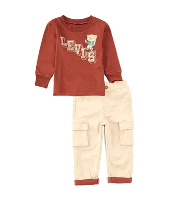 Levi's® Baby Boys 12-24 Months Long-Sleeve Logo Graphic Jersey T-Shirt & Twill Cargo Pant Set