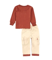 Levi's® Baby Boys 12-24 Months Long-Sleeve Logo Graphic Jersey T-Shirt & Twill Cargo Pant Set