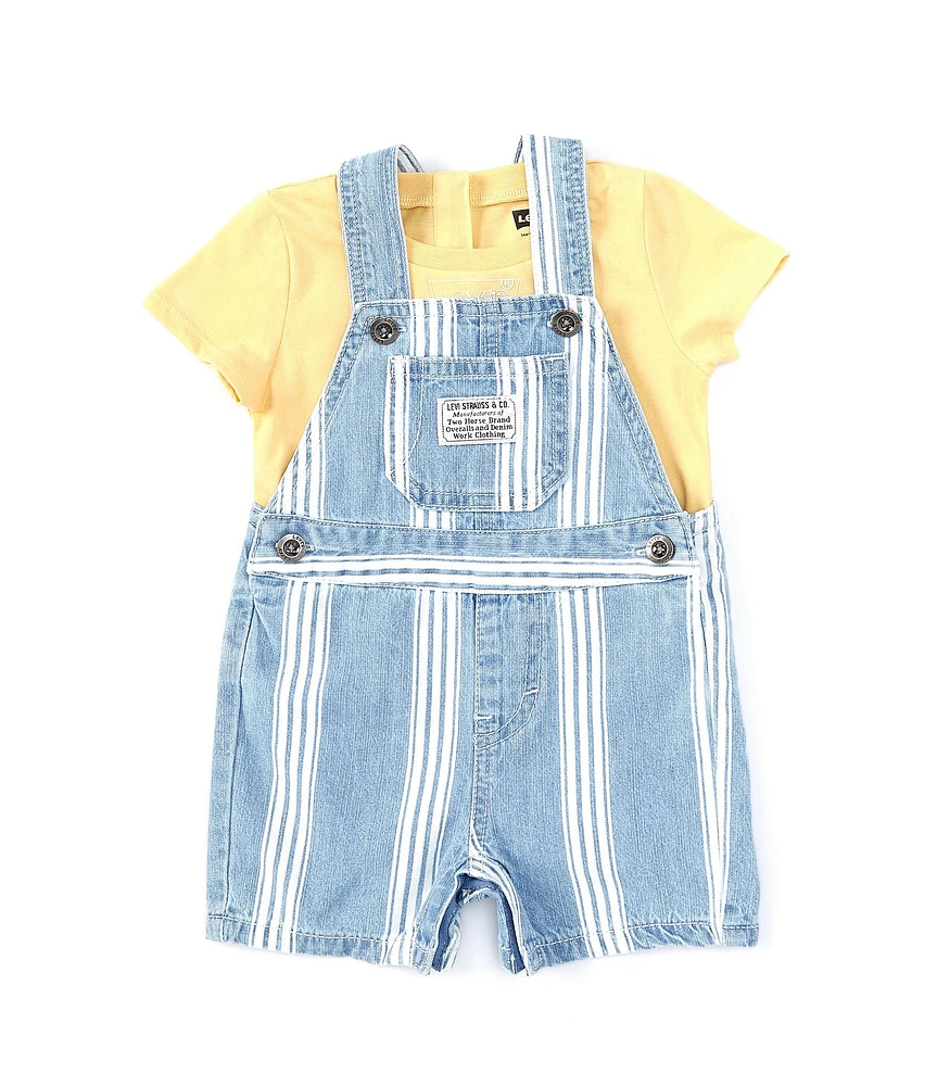 Levi's® Baby Boys 3-9 Months Sleeveless Striped Woven Shortall & Short Sleeve Jersey T-Shirt Set