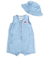 Levi's® Baby Boys Newborn-9 Months Sleeveless Twill Shortall