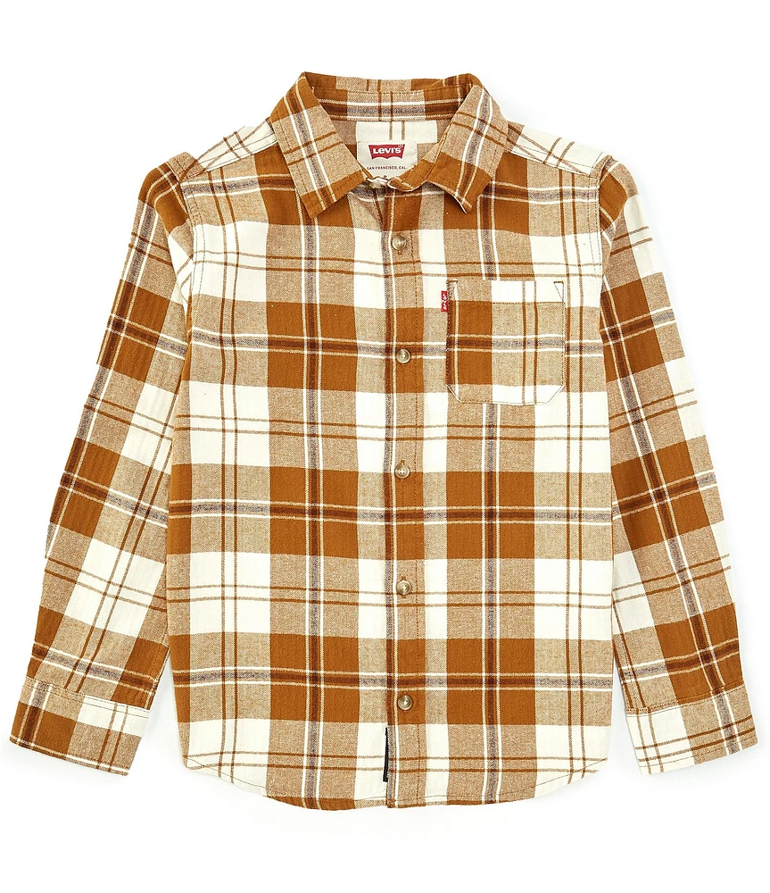 Levi's® Big Boys 8-20 Long Sleeve Plaid Herringbone-Weave Shirt