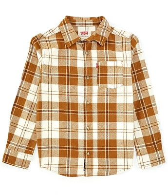 Levi's® Big Boys 8-20 Long Sleeve Plaid Herringbone-Weave Shirt