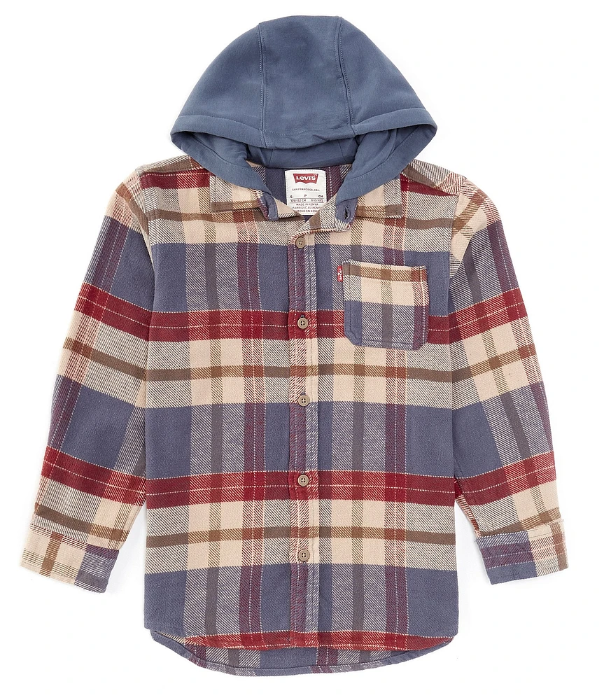 Levi's® Big Boys 8-20 Long Sleeve Plaid Hooded Shirt