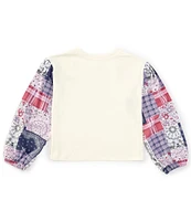 Levi's® Big Girls 7-16 Long Sleeve Knit-to-Woven Top