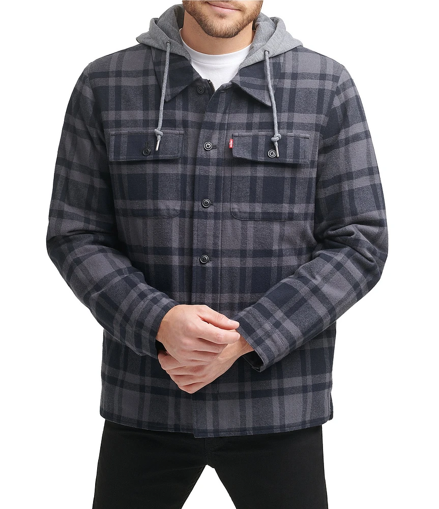 Levi's® Sherpa Lined Dark Plaid Shirt Jacket