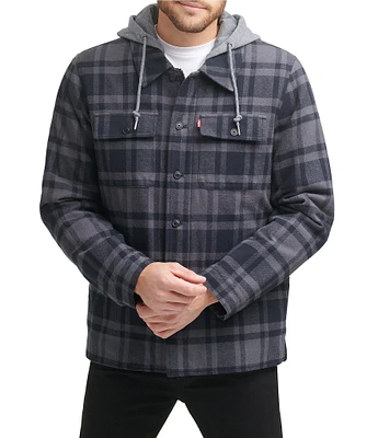 Levi's® Faux Sherpa Lined Dark Plaid Shirt Jacket