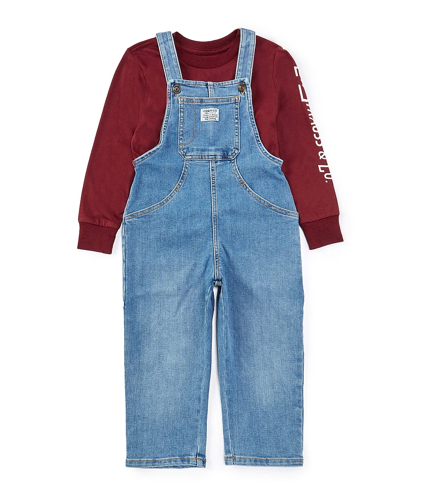 Levi's® Little Boys 2T-4T Sleeveless Denim Overalls & Long Sleeve Fleece Sweatshirt